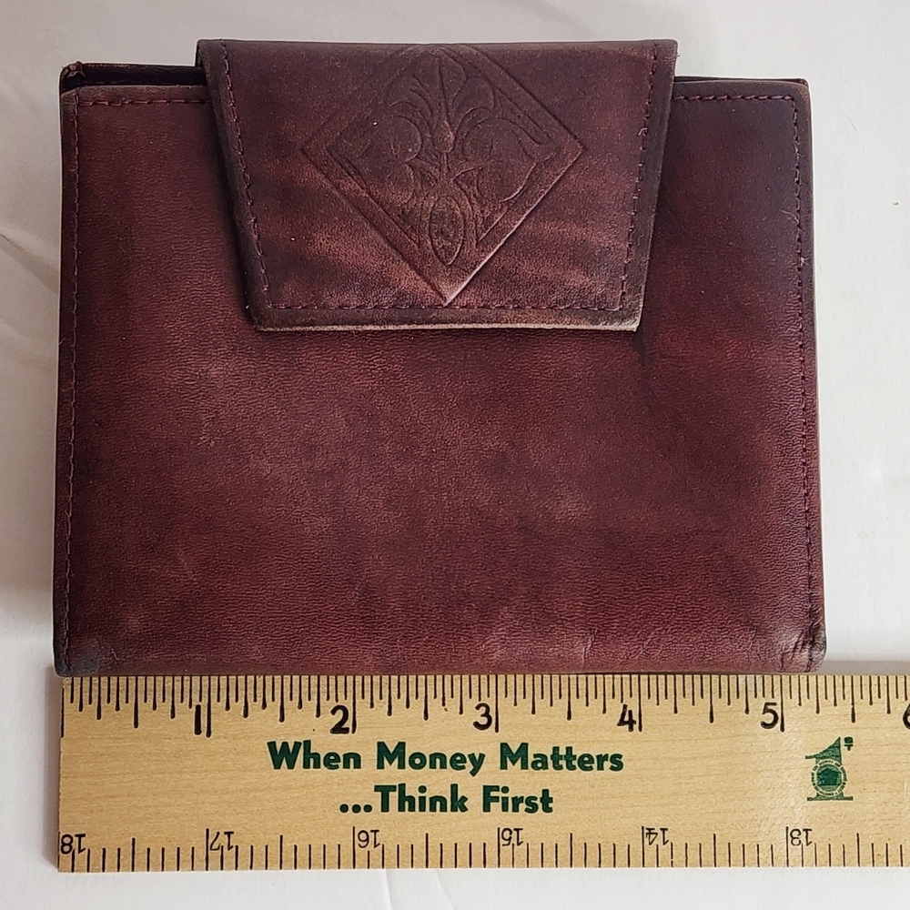 Vintage 1970's Amity Cowhide Woman’s Billfold Wallet Oxblood Red Brown Leather - Picture 9 of 10